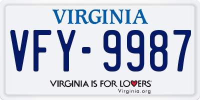 VA license plate VFY9987