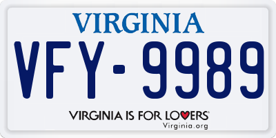 VA license plate VFY9989
