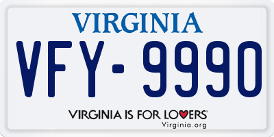 VA license plate VFY9990