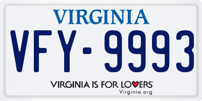 VA license plate VFY9993