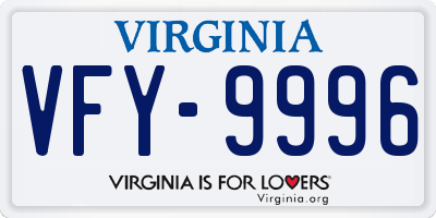 VA license plate VFY9996