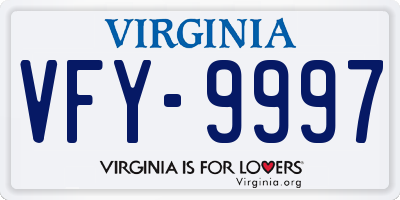 VA license plate VFY9997