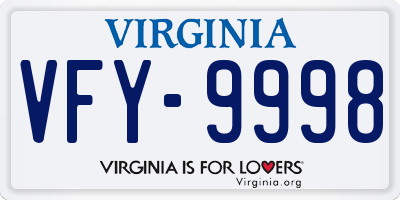 VA license plate VFY9998