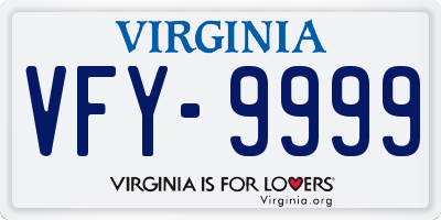 VA license plate VFY9999