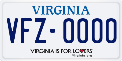 VA license plate VFZ0000