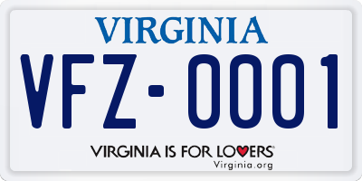 VA license plate VFZ0001