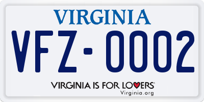VA license plate VFZ0002