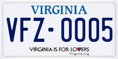 VA license plate VFZ0005