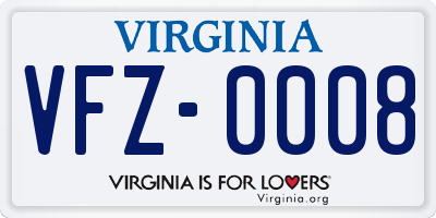 VA license plate VFZ0008