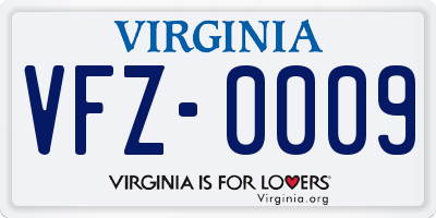 VA license plate VFZ0009