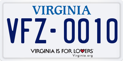 VA license plate VFZ0010