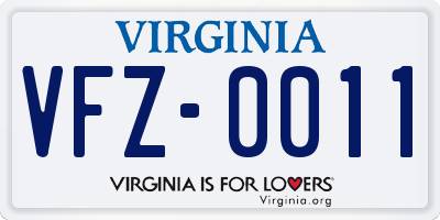 VA license plate VFZ0011