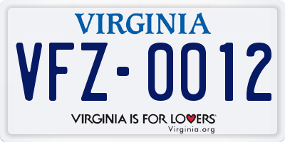 VA license plate VFZ0012