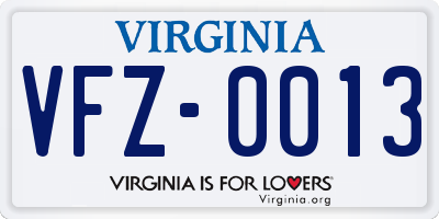 VA license plate VFZ0013