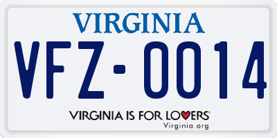 VA license plate VFZ0014