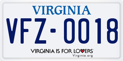 VA license plate VFZ0018