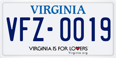 VA license plate VFZ0019