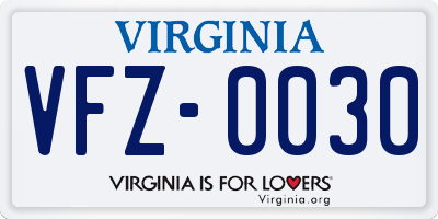 VA license plate VFZ0030