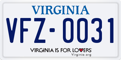 VA license plate VFZ0031