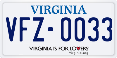 VA license plate VFZ0033