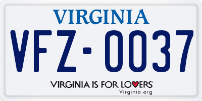 VA license plate VFZ0037
