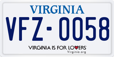 VA license plate VFZ0058