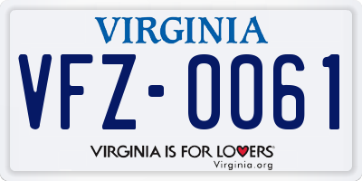 VA license plate VFZ0061