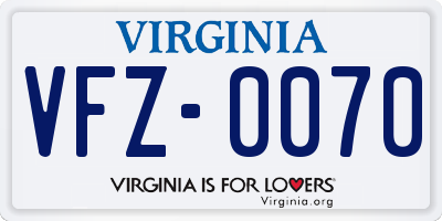 VA license plate VFZ0070