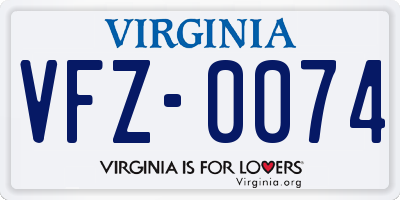 VA license plate VFZ0074