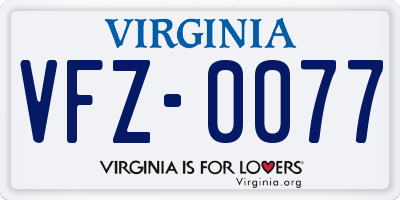 VA license plate VFZ0077