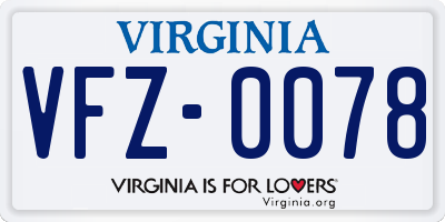 VA license plate VFZ0078