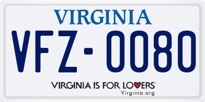 VA license plate VFZ0080