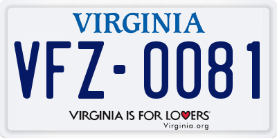 VA license plate VFZ0081