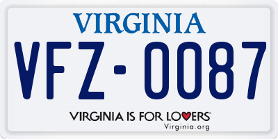 VA license plate VFZ0087