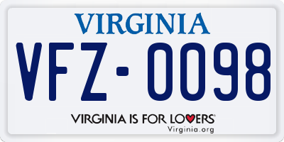 VA license plate VFZ0098