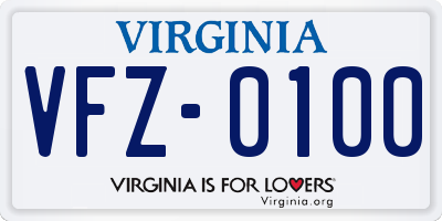 VA license plate VFZ0100