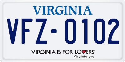 VA license plate VFZ0102