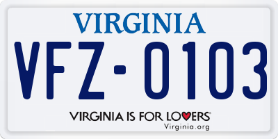 VA license plate VFZ0103