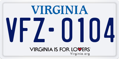 VA license plate VFZ0104