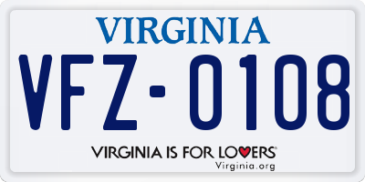 VA license plate VFZ0108