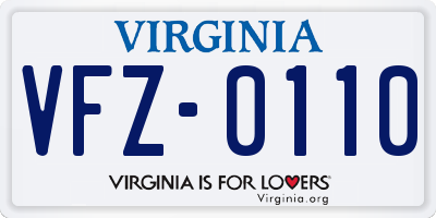 VA license plate VFZ0110