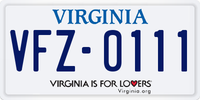 VA license plate VFZ0111
