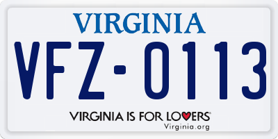 VA license plate VFZ0113