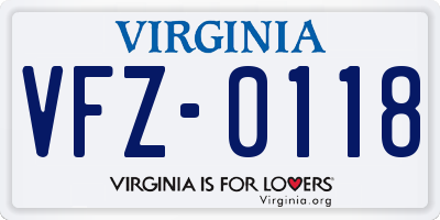 VA license plate VFZ0118