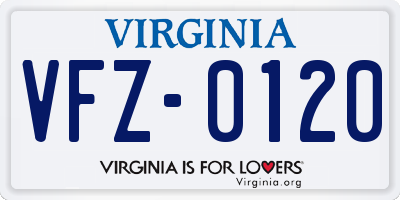 VA license plate VFZ0120