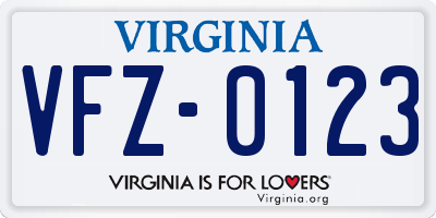 VA license plate VFZ0123