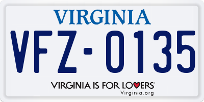 VA license plate VFZ0135