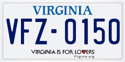 VA license plate VFZ0150