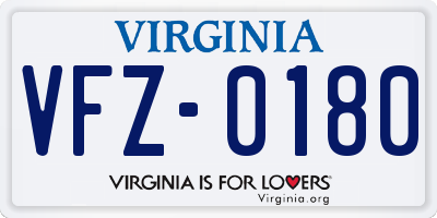 VA license plate VFZ0180