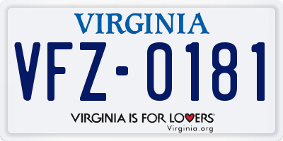 VA license plate VFZ0181